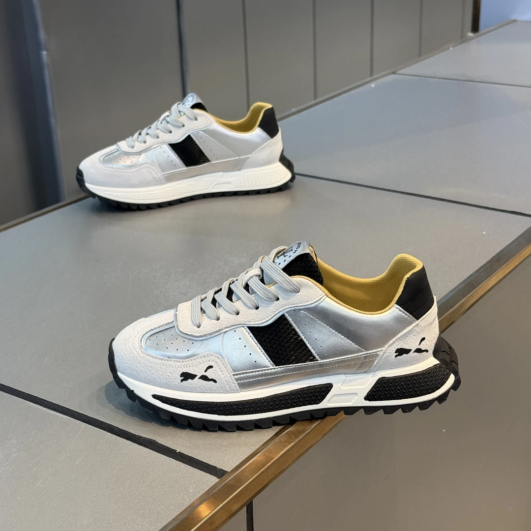 皮面拼接飞织透气潮鞋低帮舒适春夏季新款休闲鞋日常百搭时尚男鞋