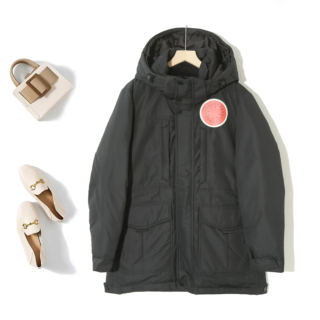 时尚防风保暖中长款可拆卸帽冲锋棉服外套情侣款秋冬厚款Y-6W913