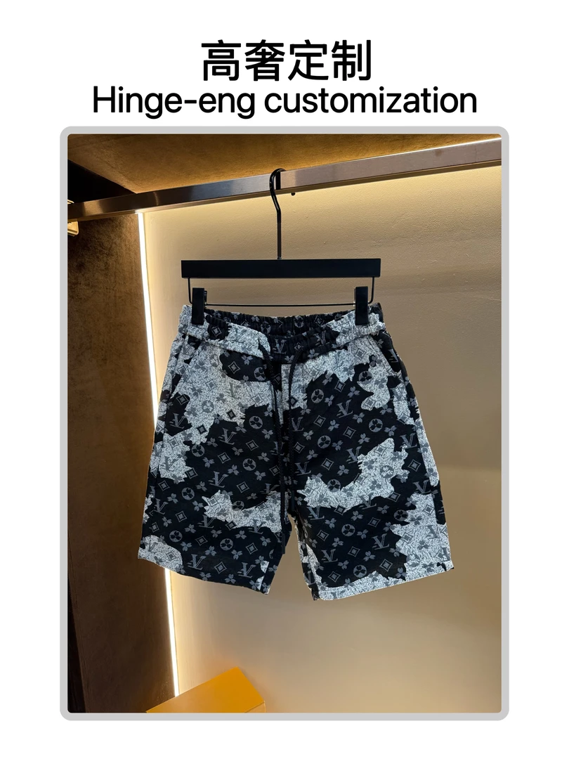 【新款短裤】夏季重工时尚轻奢牛仔软织布提花透气男款五分短裤6677