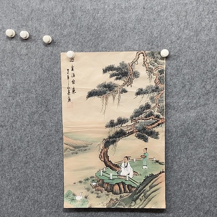 国画四尺三开仿古山水一副