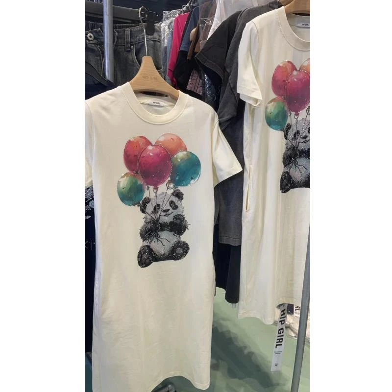 【20241837】连衣裙春夏欧款潮高级女装毛衣长裙港风烫钻圆领花宽松