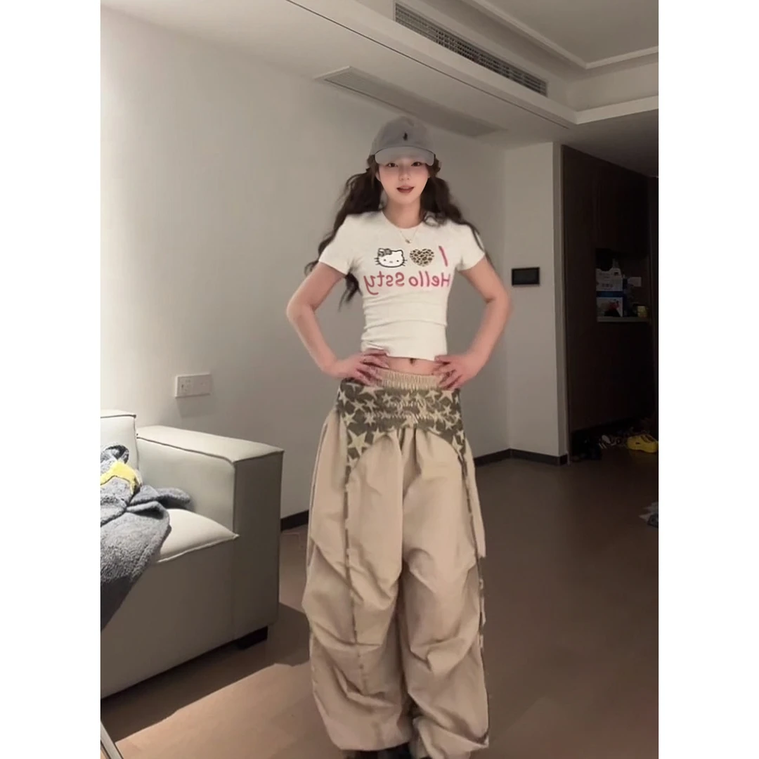 SUMBUR夏季新款复古辣妹短袖t恤女韩版时尚设计感显瘦穿搭上衣服