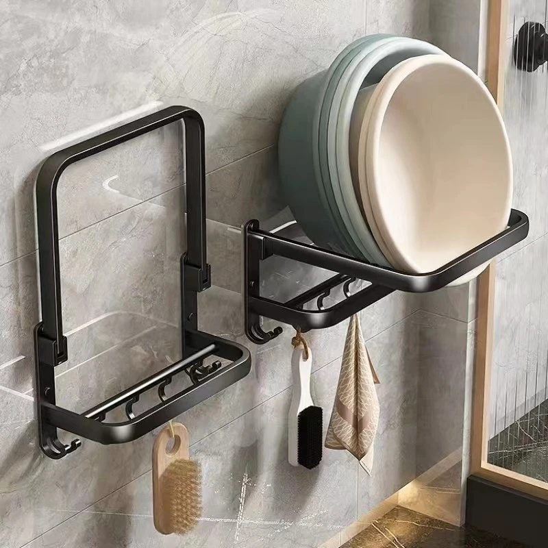 浴室脸盆收纳架免打孔卫生间厨房可折叠壁挂式洗脸盆置物置物架子