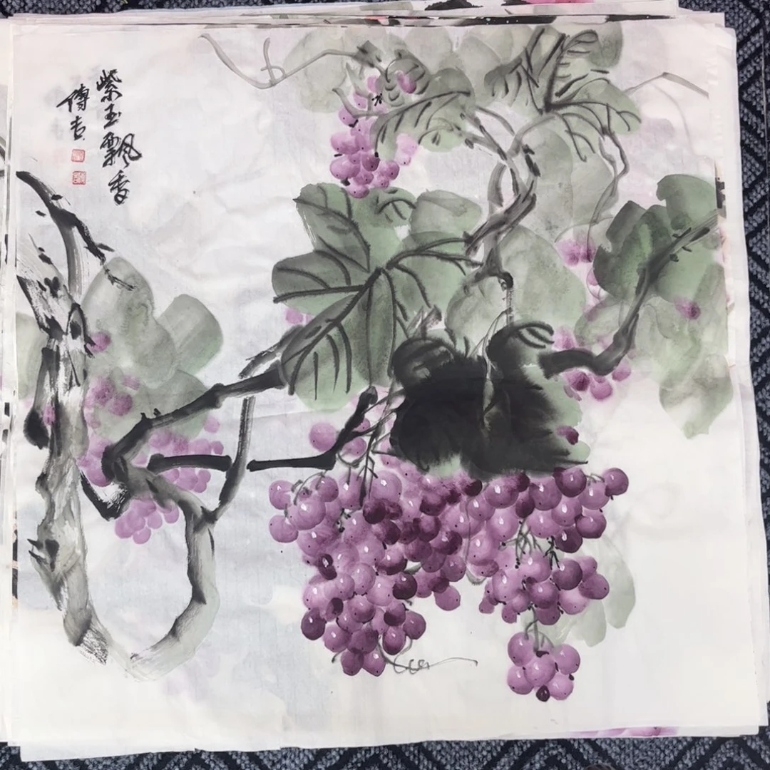 国画四尺斗方花鸟作品m