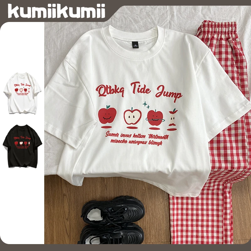 纯棉显瘦圆领T恤夏季小众设计字母印花纯欲慵懒清冷系禅意衣服女