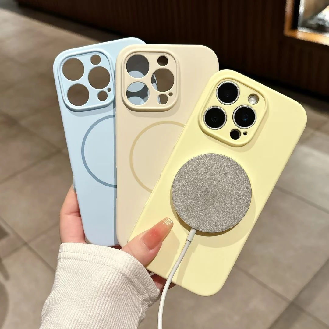 适用液态硅胶苹果16磁吸手机壳iPhone14pro植绒15pro全包iphone13
