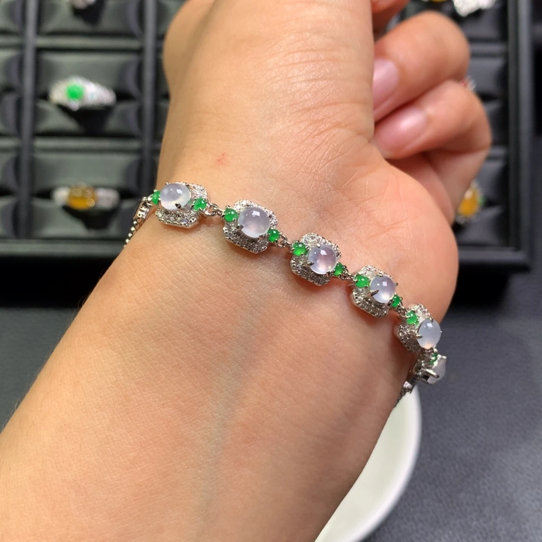 翡翠银S925镶嵌手链