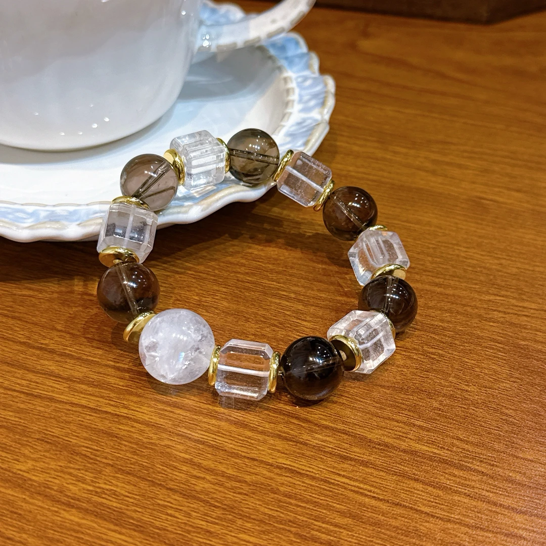 天然白方糖茶晶设计款手串  【多样性发其一】