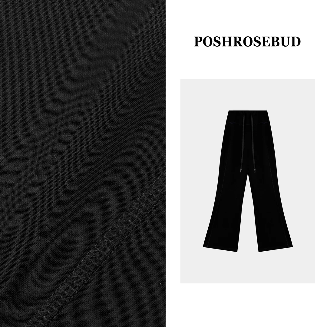 POSHROSEBUD【时尚腿精】高腰垂感抽绳休闲显瘦百搭筒喇裤-258292
