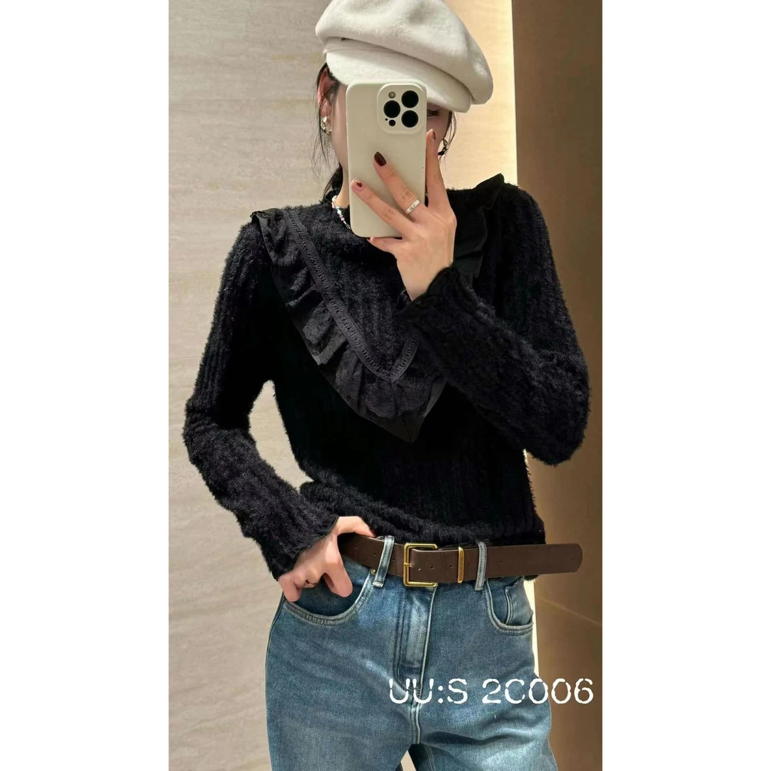 KIKI严选：28901-YS家欧洲站南油秋季新款时尚毛绒百搭打底衫