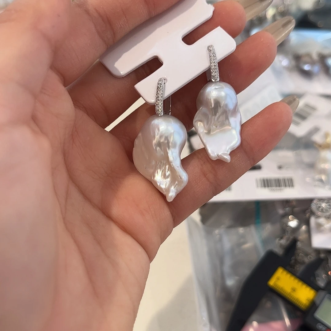合金淡水珍珠耳饰