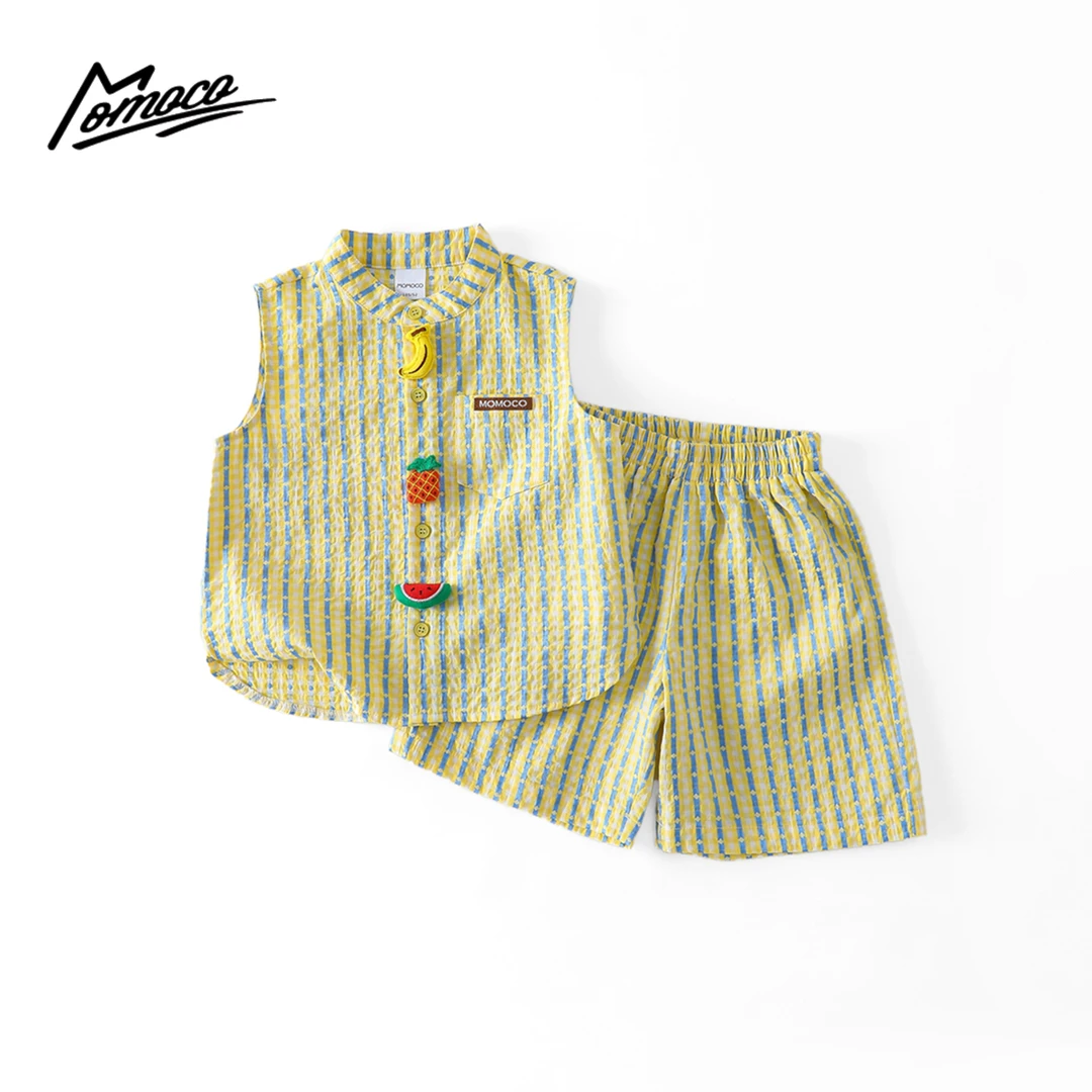 MOMOCO夏季男女童时尚洋气条纹水果派对公仔无袖套装77230578146