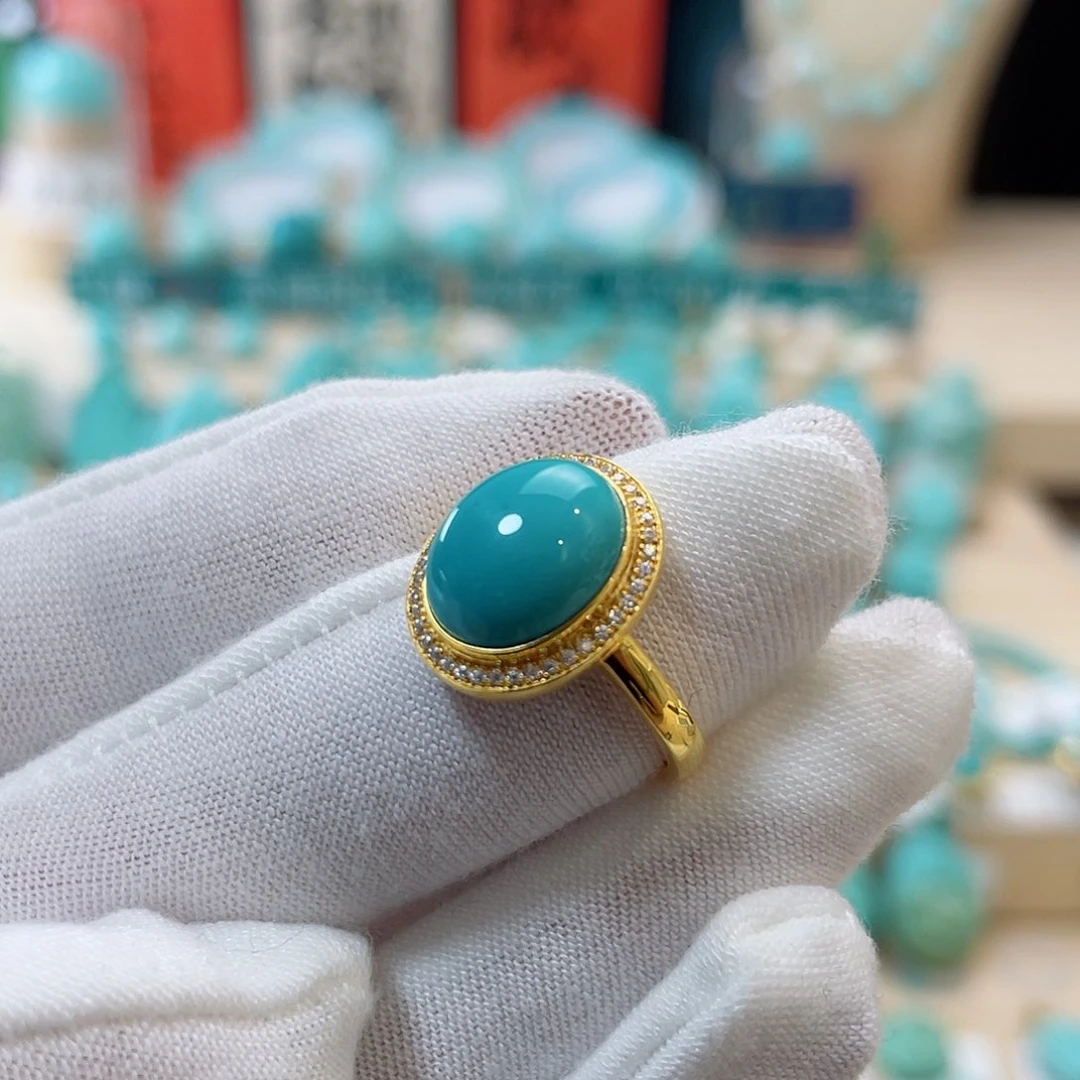 绿松石珠宝奇石18K金镶嵌