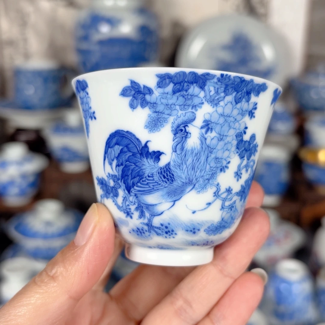 青花瓷器手绘作品陶瓷杯