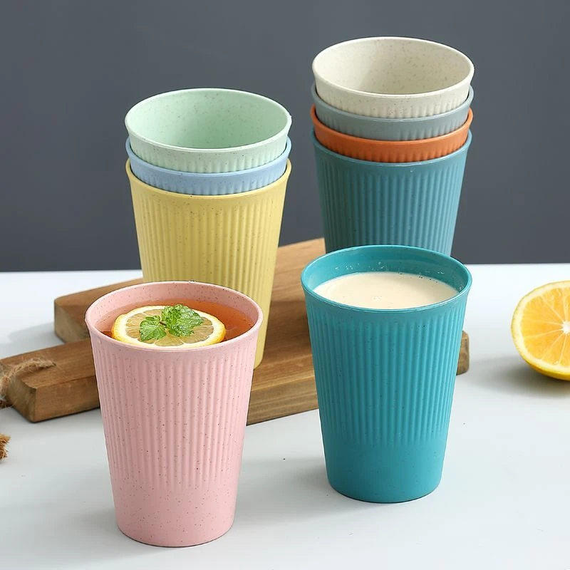 简约小麦秆漱口杯 圆形环保健康牙刷杯洗漱杯350ml/个