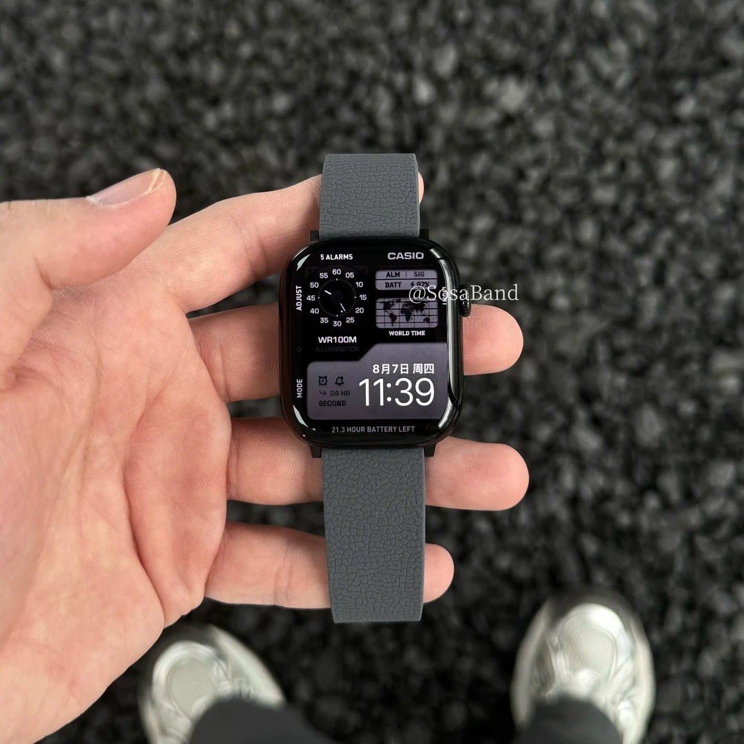 SosaBand磁吸扣荔枝纹硅胶适用苹果S11手表带10AppleWatchultra3i