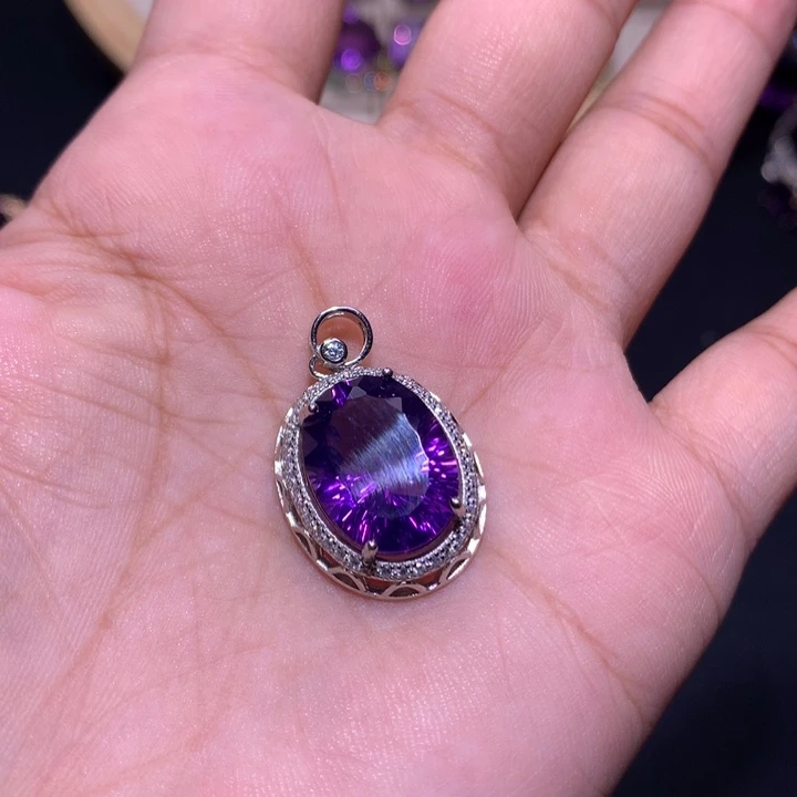 【闪购商品】银S925镶嵌戒指紫晶我***花吊坠