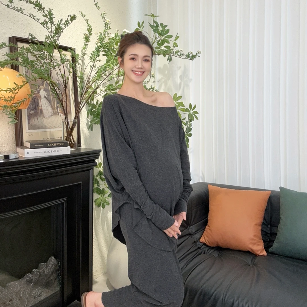 Zoey孕妇装［仲夏之梦］早秋设计款高级感露肩气质孕妈妈显瘦套装