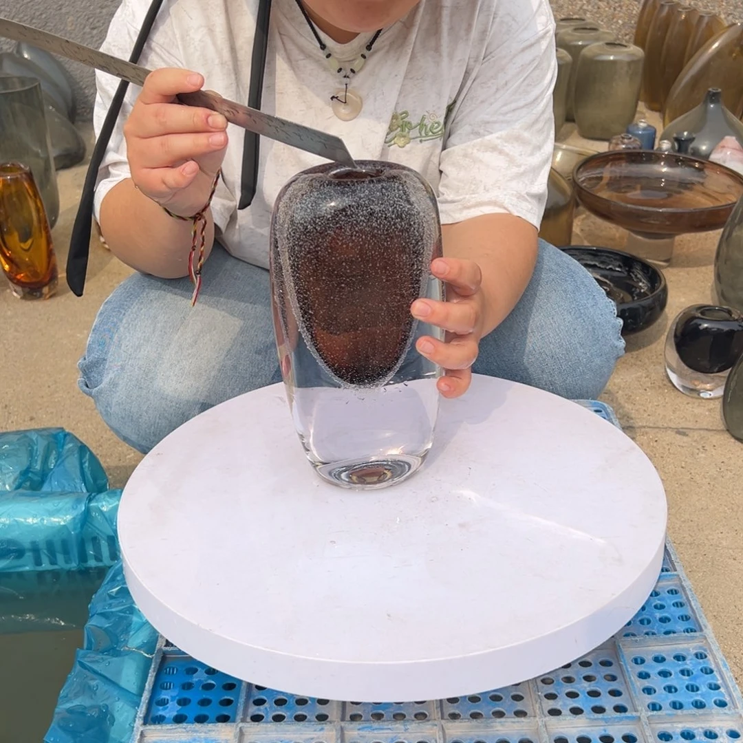高度26咖色密集气泡琉璃花器