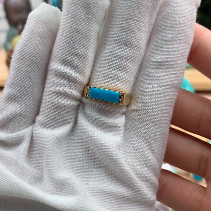 绿松石18K金镶嵌珠宝奇石