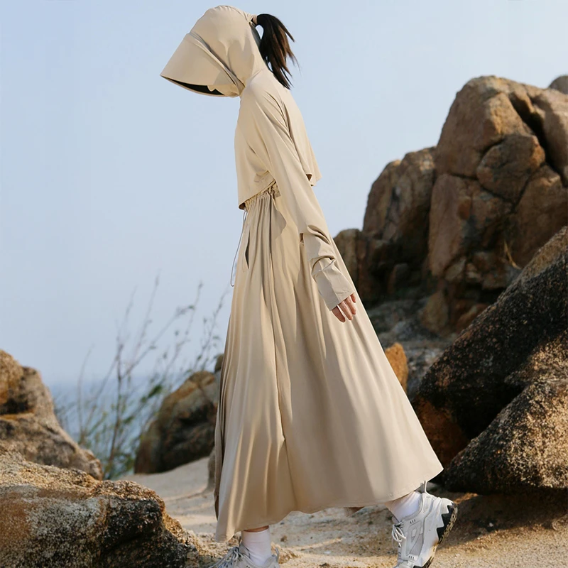 长款防晒衣【可拆卸黑胶帽檐】户外欧若风仙女袍防紫外线薄款防晒服