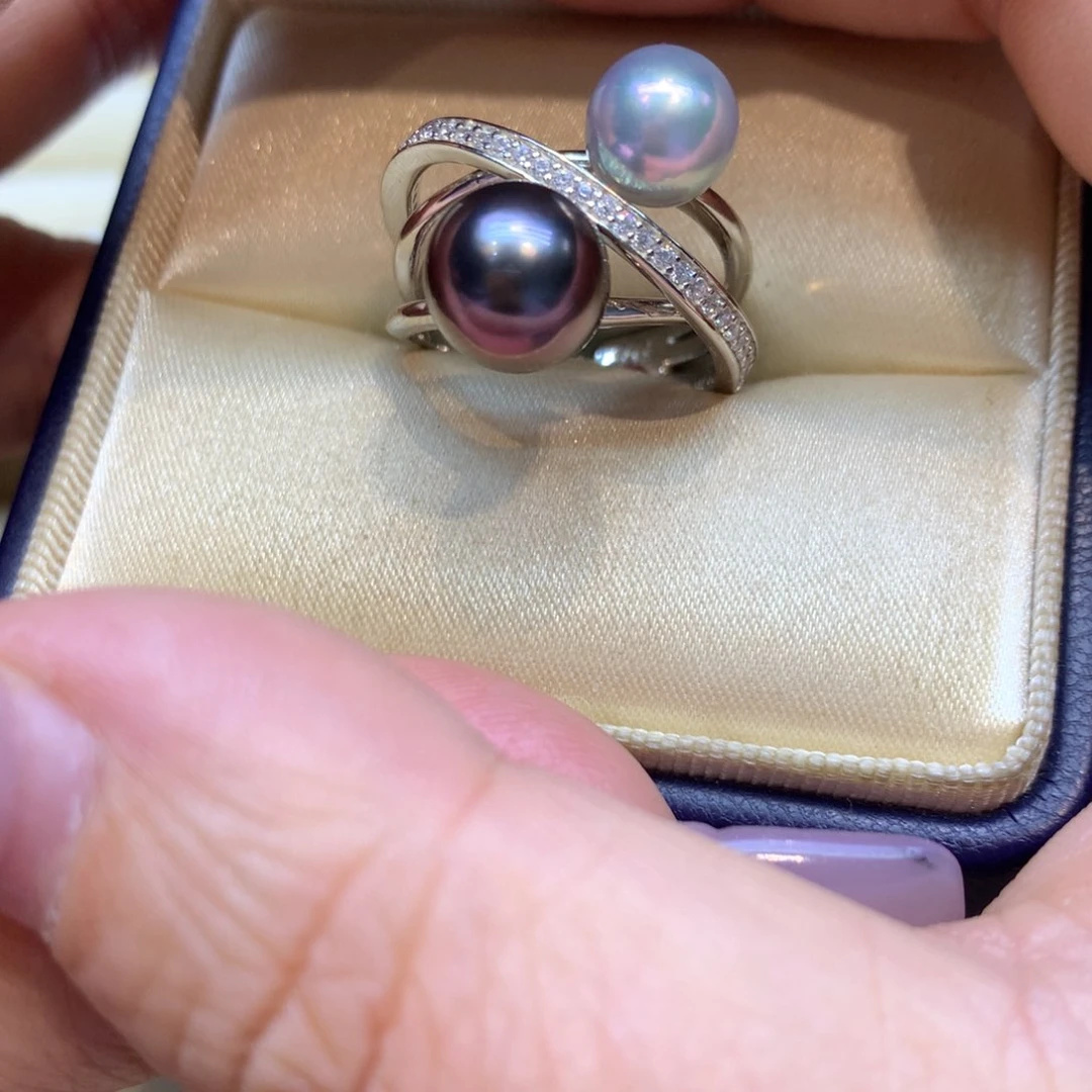 银S925镶嵌戒指海水珍珠