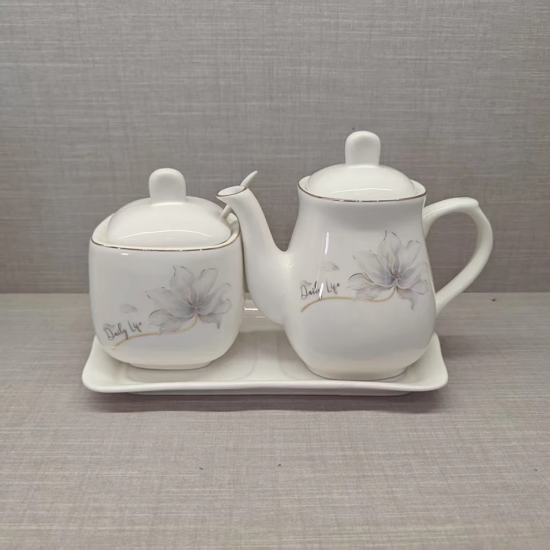 b00687/陶瓷/白瓷/花纹/调味罐加壶