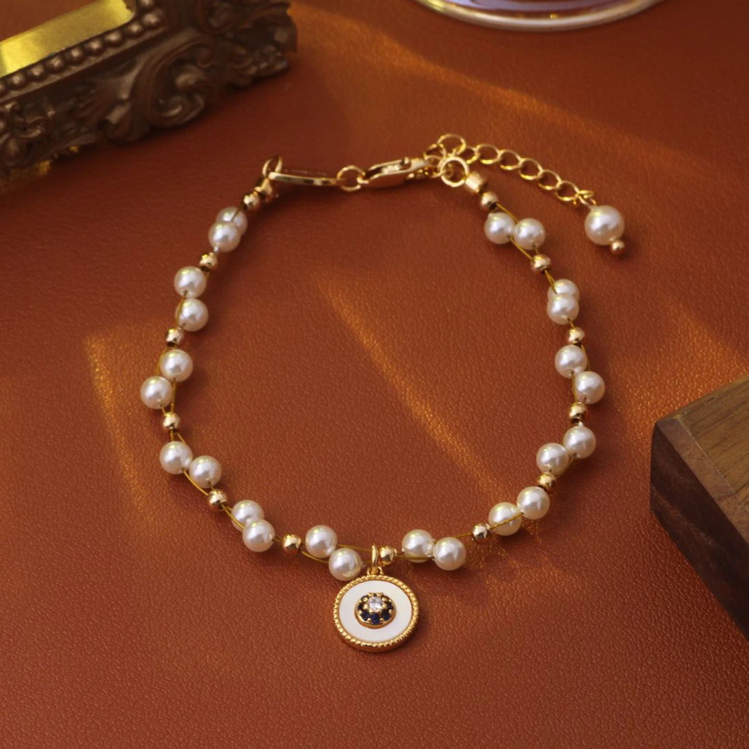 铜合金合成锆石手链 QS-HX-0402 双层缠绕满天星手链