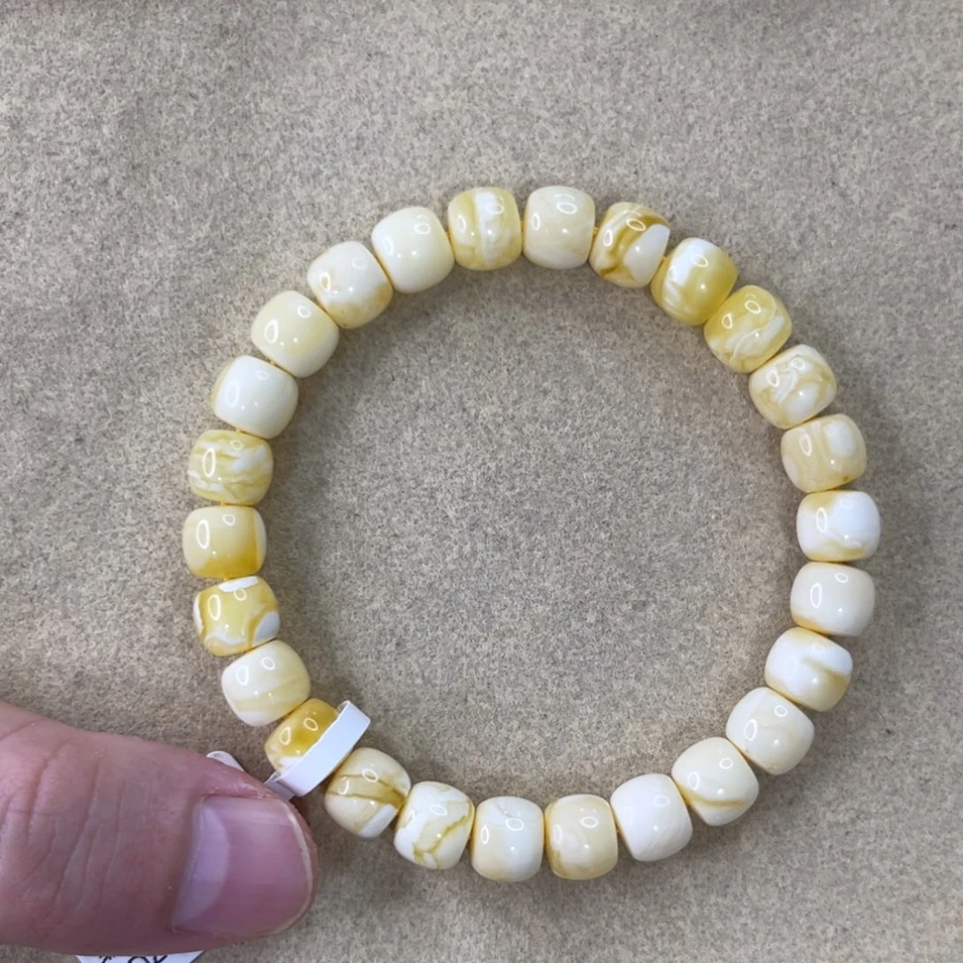 未镶嵌蜜蜡珠宝奇石8.5mm瓷白腰花