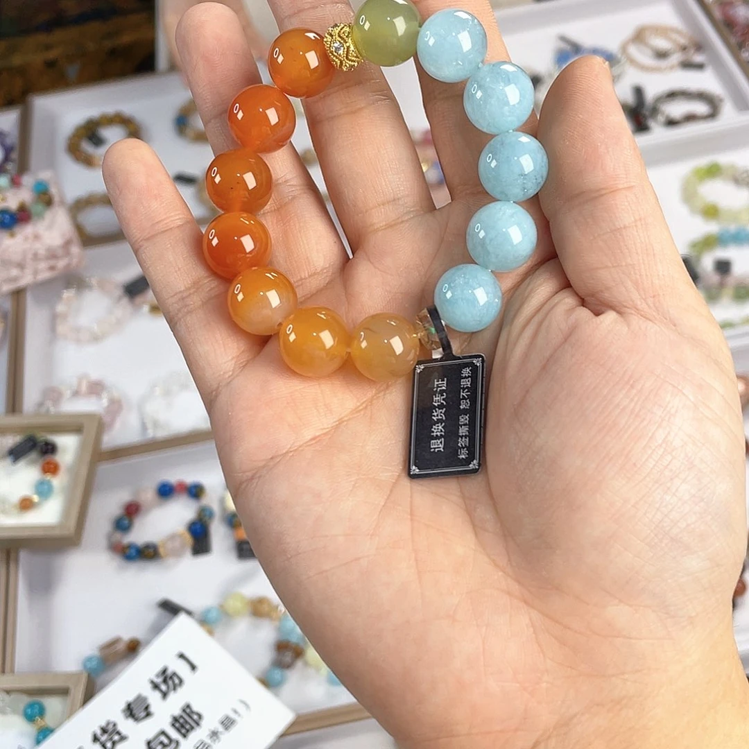 水晶手链银S925镀金镶嵌