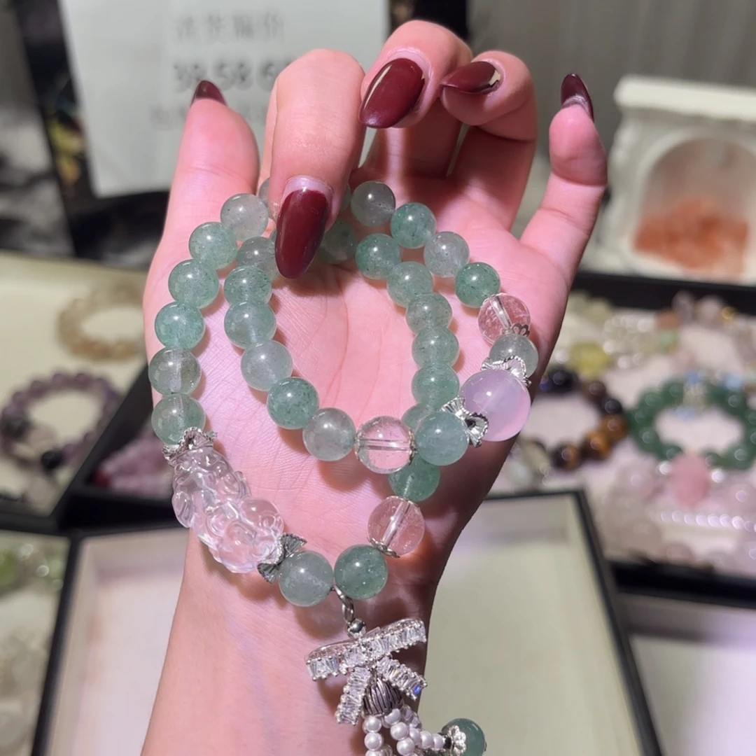 手链银S925镶嵌烟晶