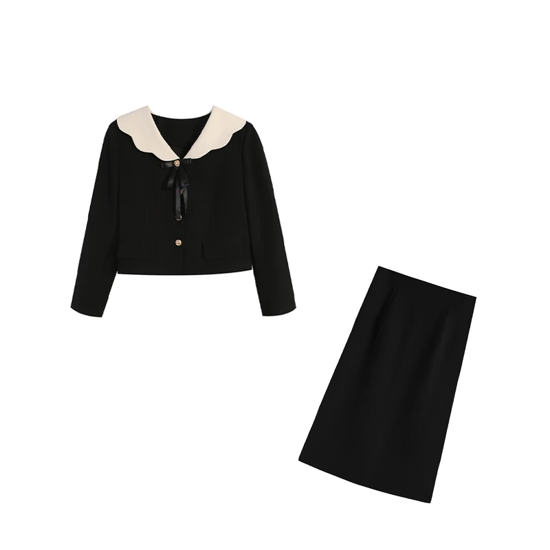 【法式庄园】2025早秋新款小香法式气质百搭黑色套装ZL110219