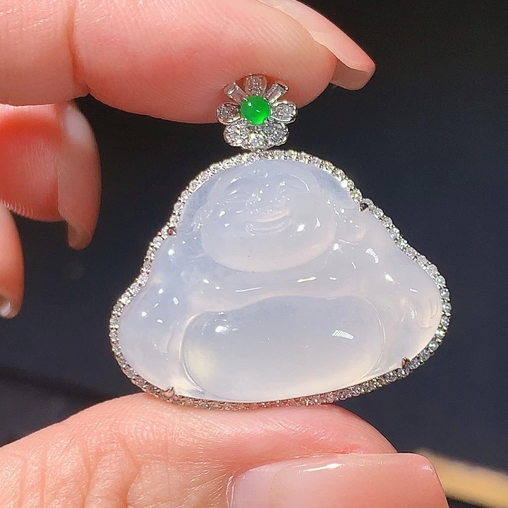 翡翠18K金镶嵌吊坠(不含链)