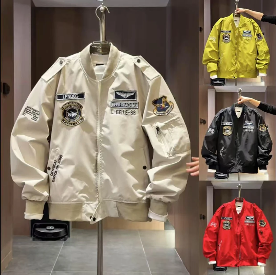 美式潮牌飞行夹克男2025春秋款复古刺绣棒球服情侣款百搭宽松外套
