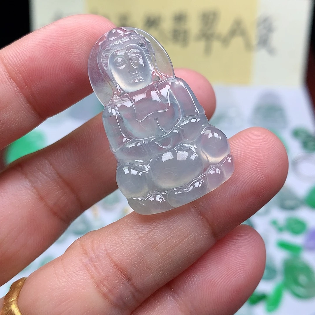 翡翠裸石缅甸天然A货翡翠冰种观音
