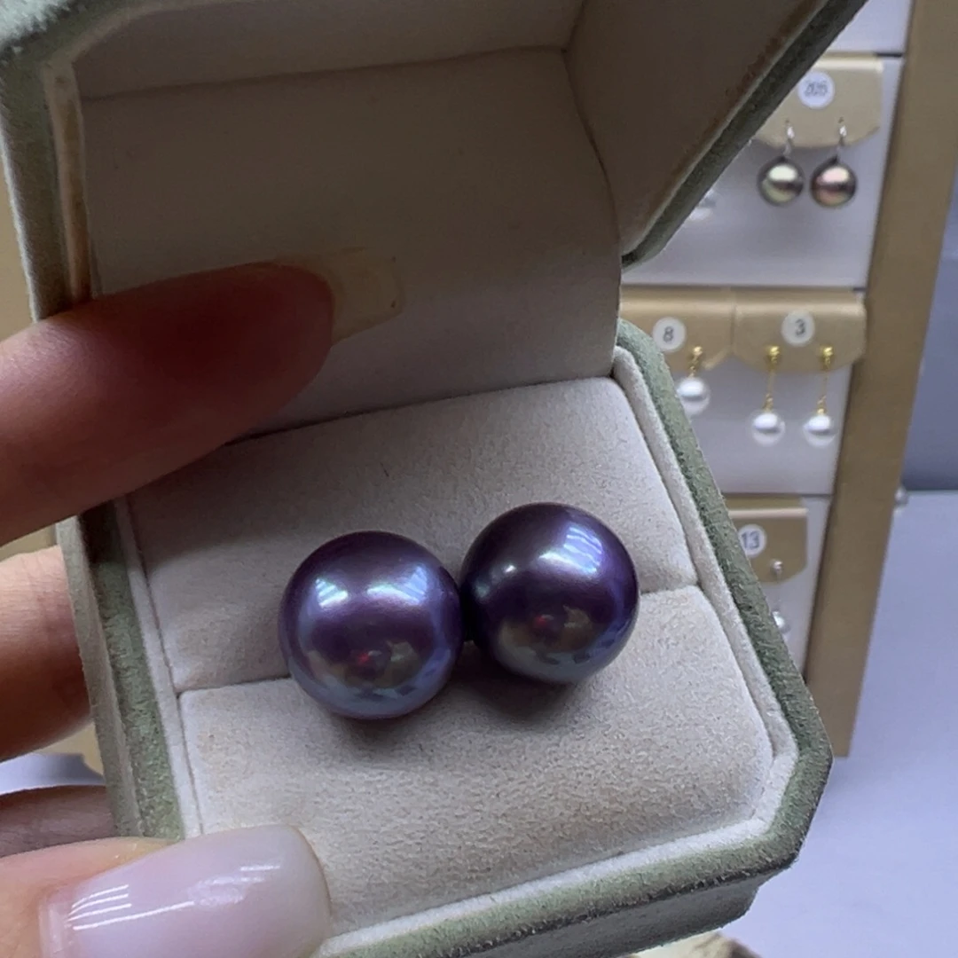 银S925镶嵌耳饰淡水珍珠