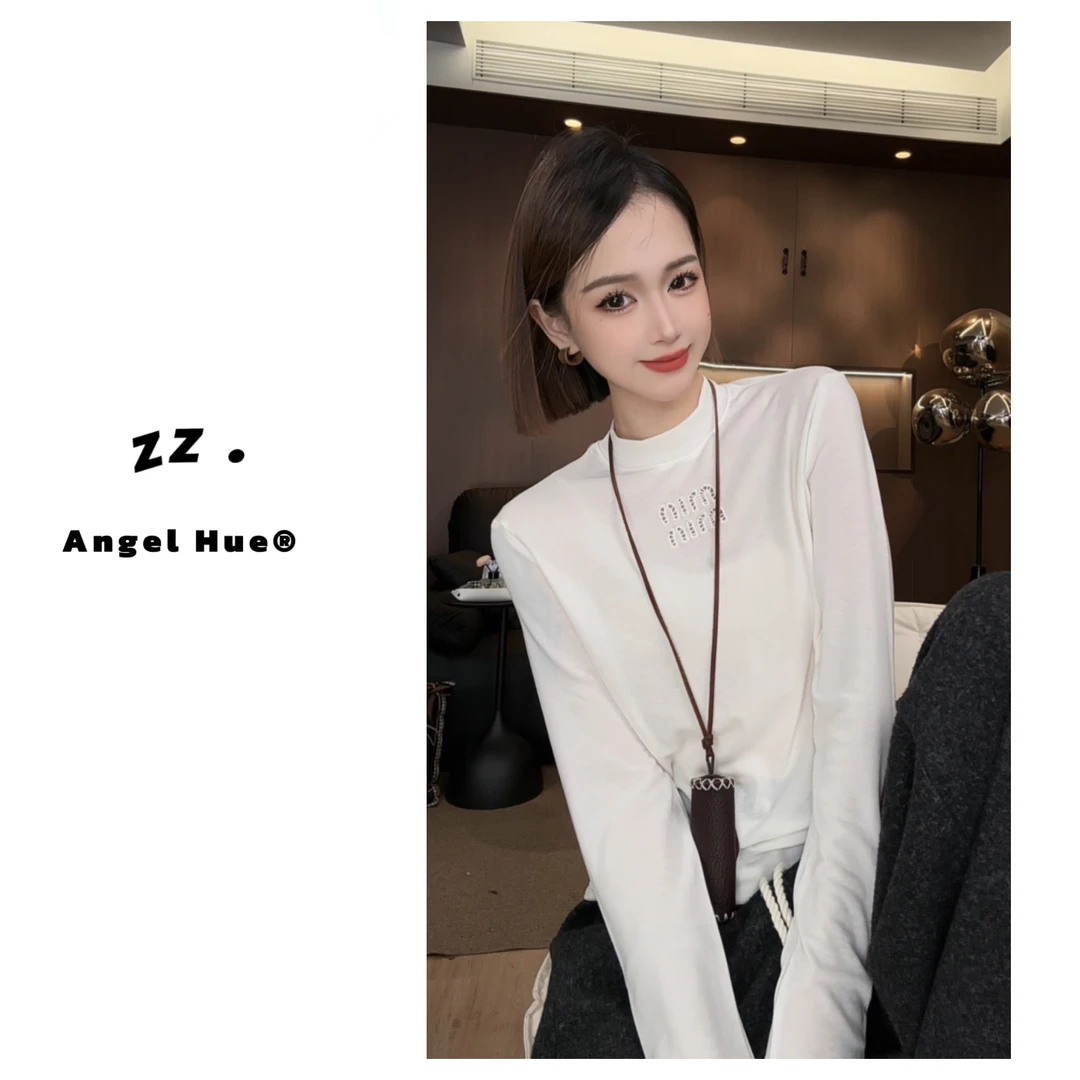 zz ·冬季半高领刺绣打底长袖上衣女软糯舒适简约百搭内搭女2127