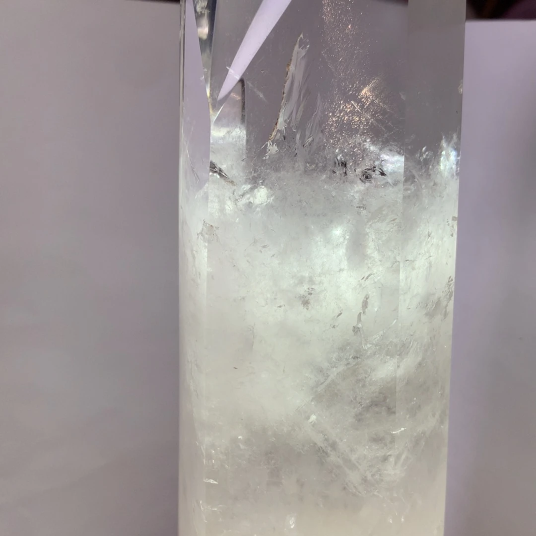 水晶珠宝半成品未镶嵌白水晶柱子红针