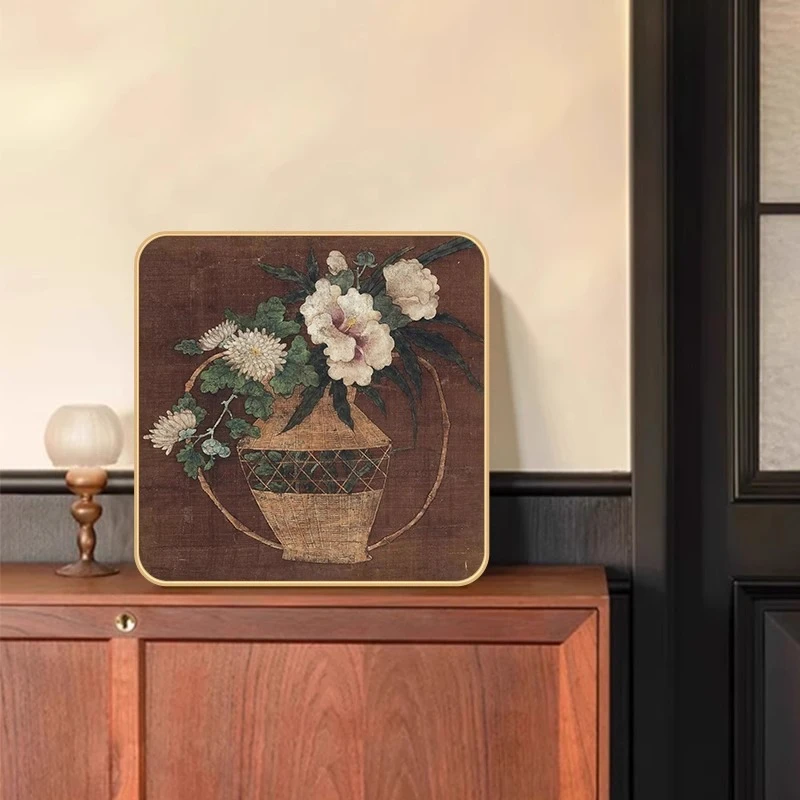 《瓶花图》中古风桌面摆件轻奢复古家用高级感客厅布置家居用品