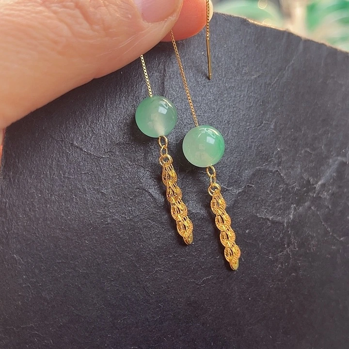 银S925镶嵌石英质玉耳钉