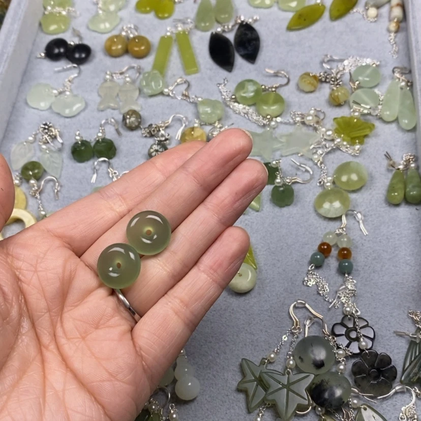 【闪购商品】蛇纹石玉挂件耳饰耳环项链未镶嵌芳*姐