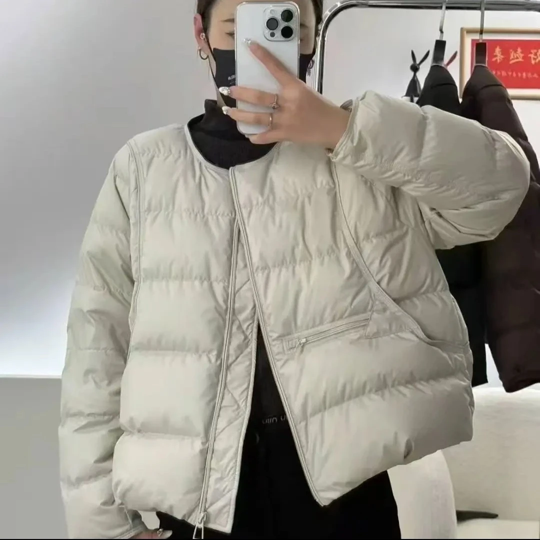 小圆领 白鸭绒羽绒服女短款外套立领冬季女士女装休闲潮流网红