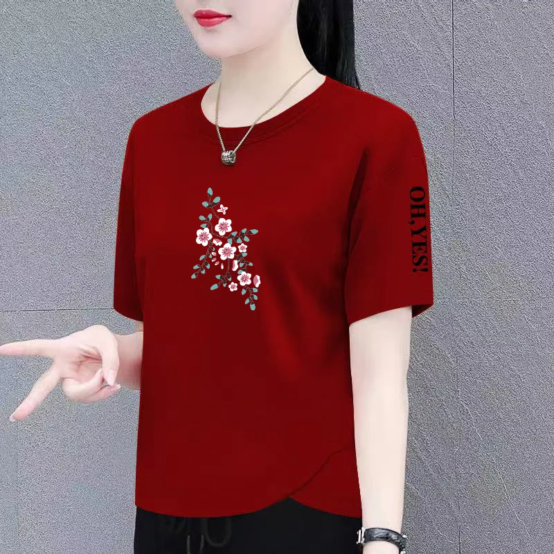 复古宽松不规则开叉纯棉短袖t恤女夏季新款2025今年流行洋气上衣