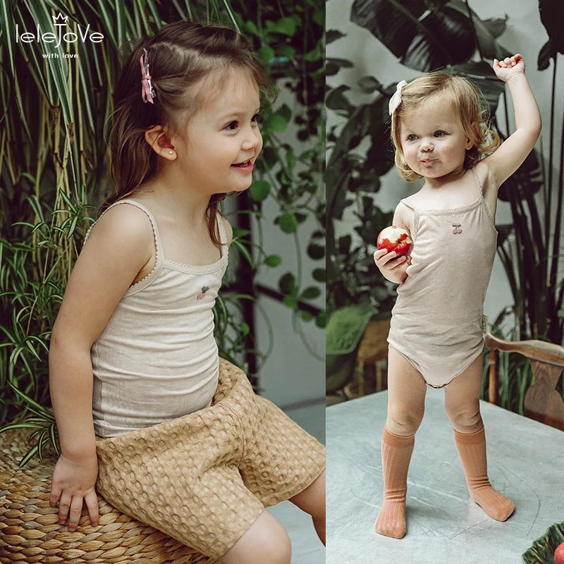 lelejove北欧风吊带背心夏新款短袖上衣连体柔软亲肤4AS32208