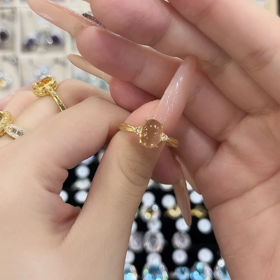 M***锋戒指黄晶银S925镶嵌