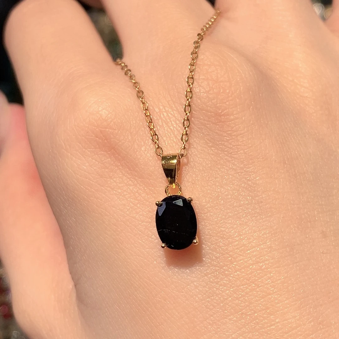 颈饰蓝宝石银S925镶嵌天然蓝宝石