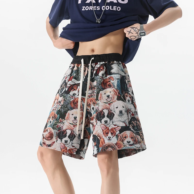 重磅刺绣休闲短裤男夏季潮牌高级感凉感百搭宽松大码运动五分裤子