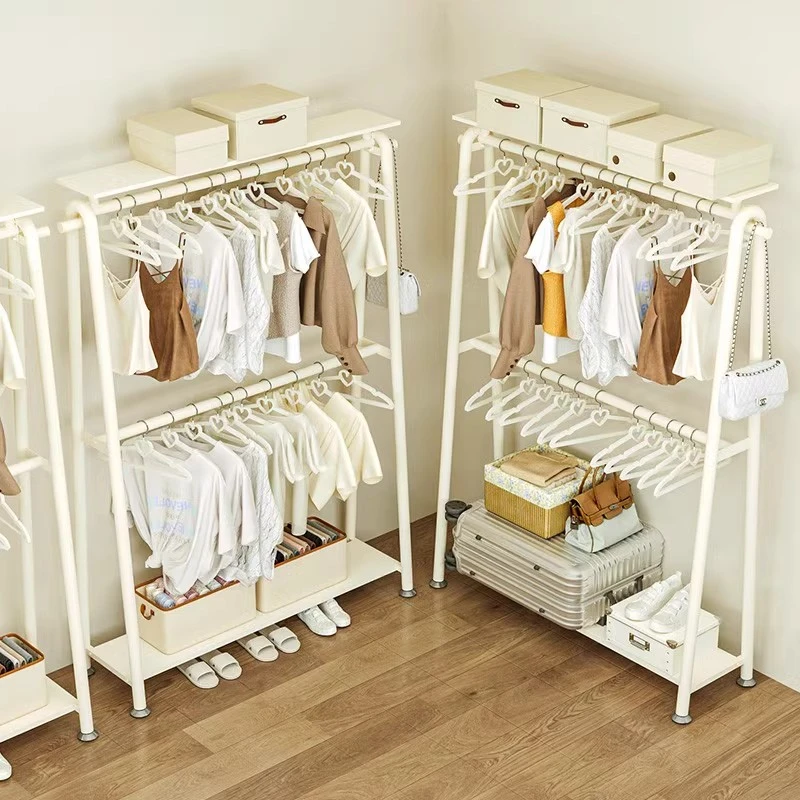 轻奢落地式衣帽架隔夜衣服收纳神器上下双层家用卧室内晾挂衣架子
