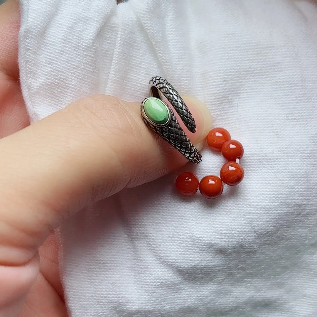 银S925镶嵌南红玛瑙珠宝奇石