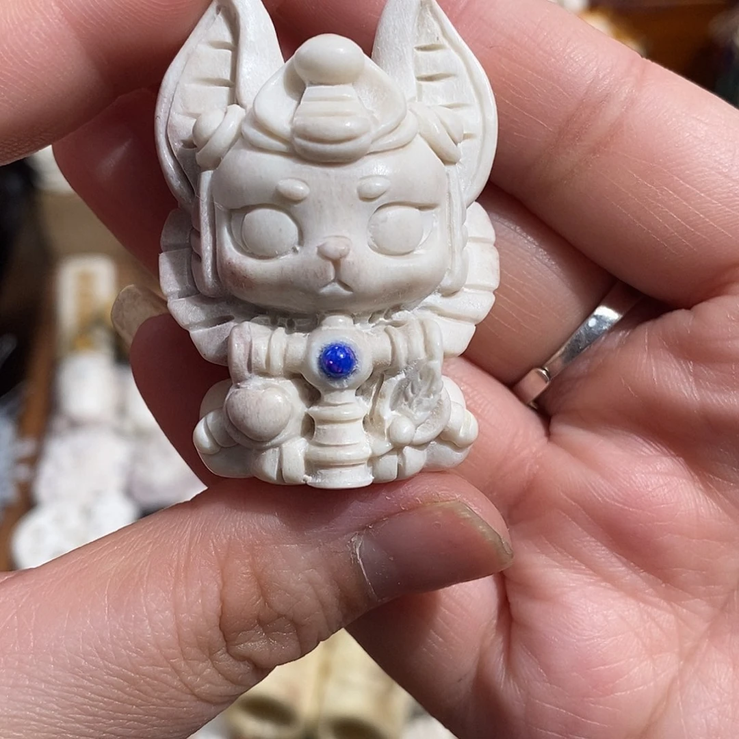 把件鹿骨九****?M49犬神鹿角